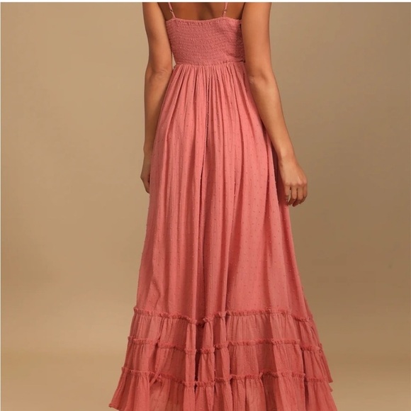 Lulus sunshine rose swish dot tiered cotton maxi dress - Picture 5 of 14